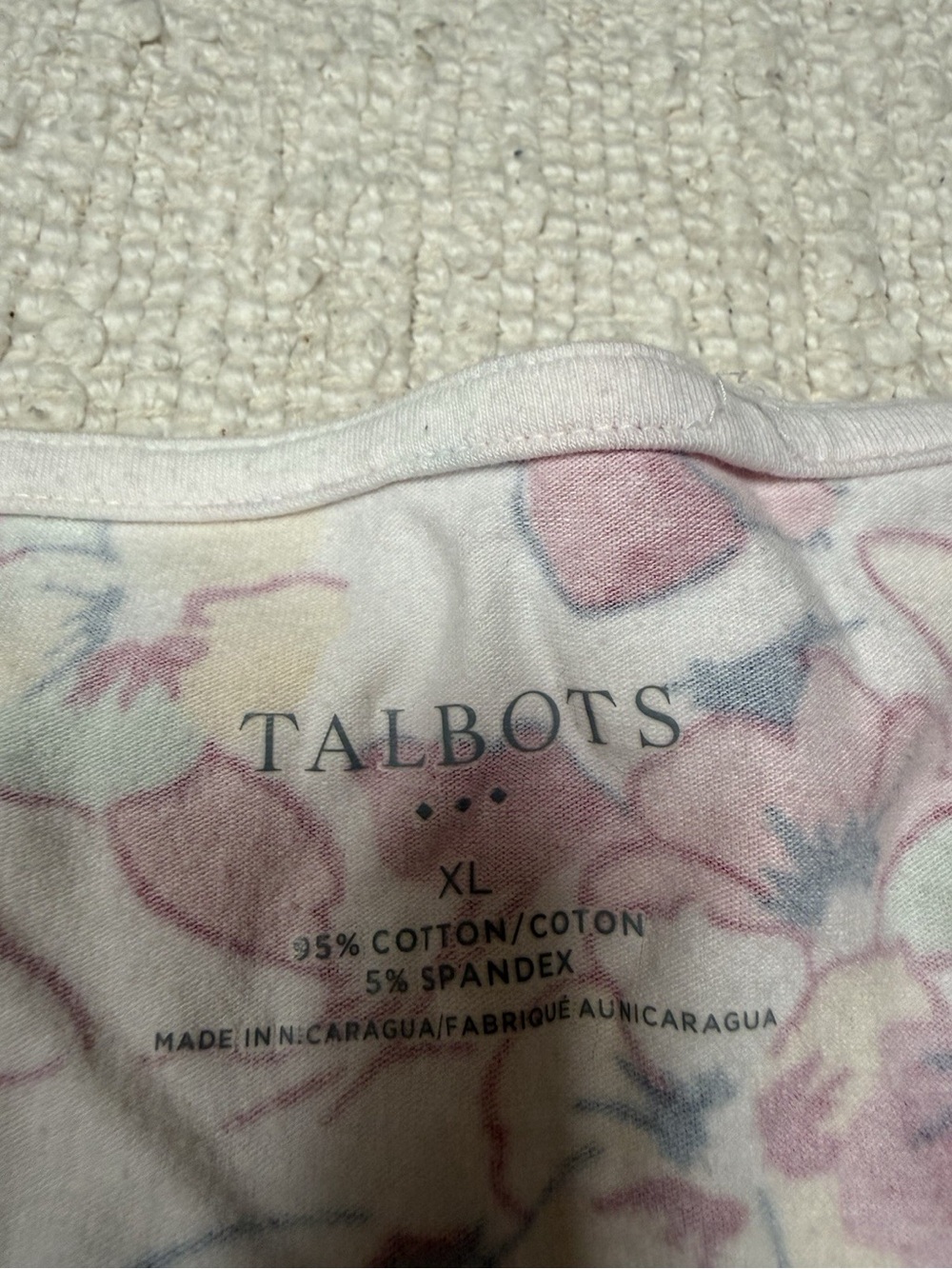Talbots Cotton Floral Boatneck Shirt Size XL - Picture 5 of 6